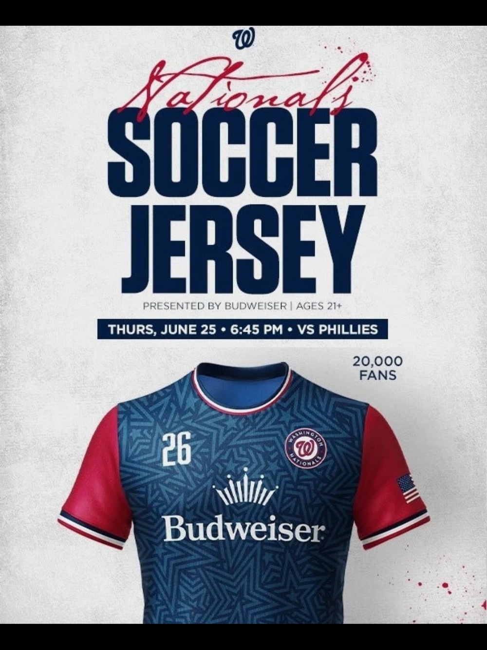 Washington Nationals Soccer Jersey - Navy & Red